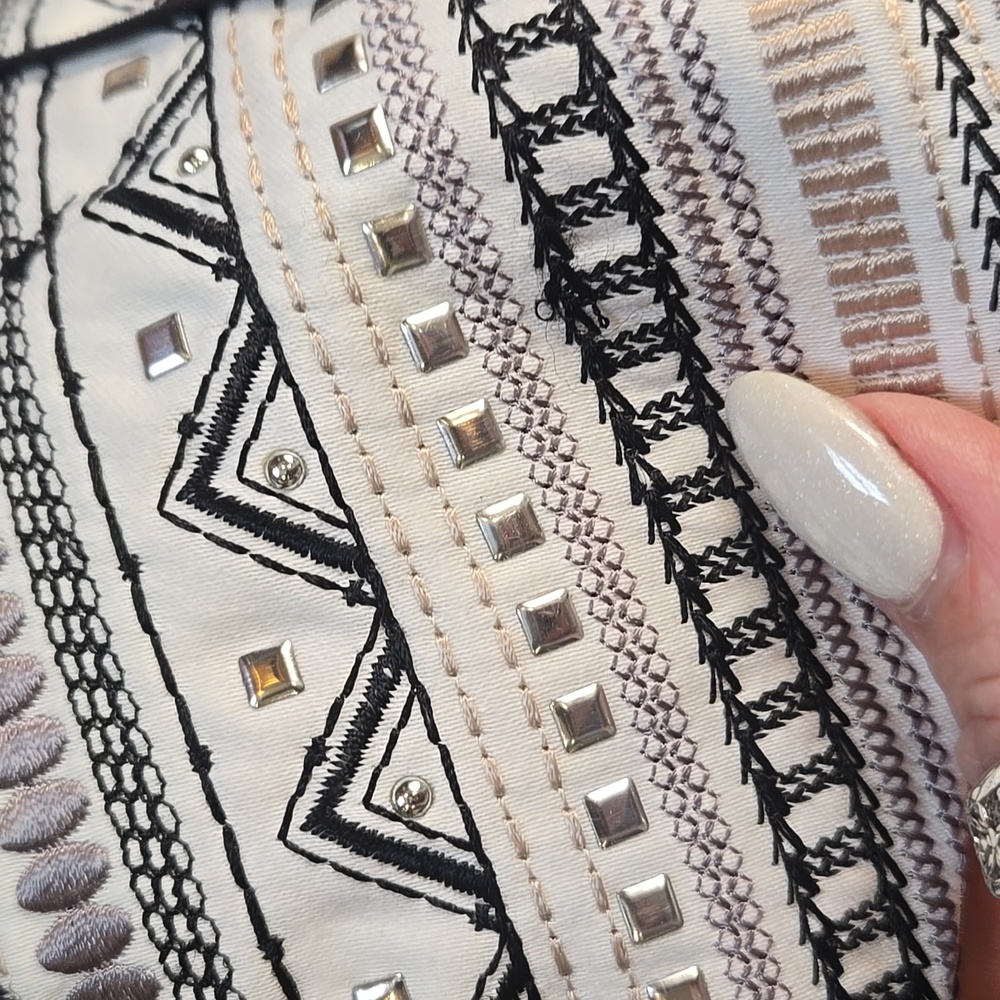 White House Black Market Tribal Studded Print Strapless Corset - Picture 2 of 12